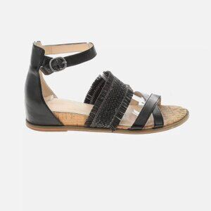 Nine West Vernell Flat Sandals Black Ankle Strap Size 7 M